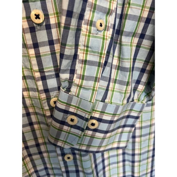 Peter Millar Men’s Shirt 2XL XXL Blue Navy Green Plaid Button Down Long Sleeve - Picture 5 of 7